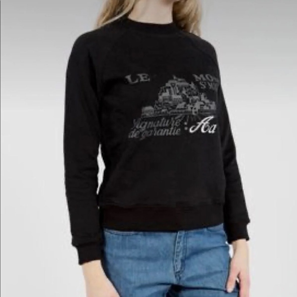 New Le Mont St Michel Faded Black Sweatshirt Small